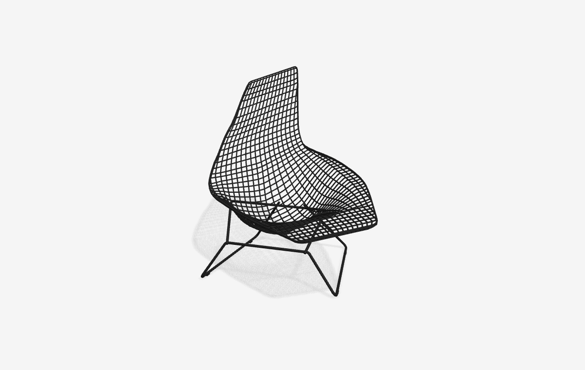 Bertoia Asymmetric Chaise i 3D